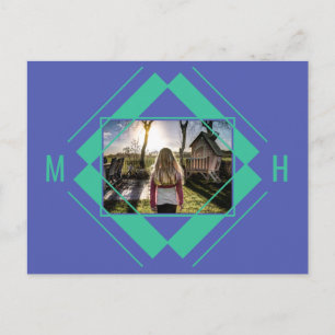 Ihr geometrisches Foto- und Monogramm-Muster Postkarte