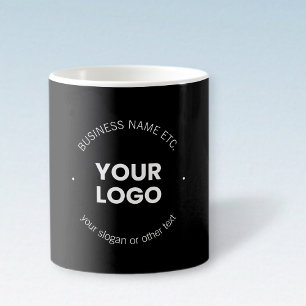 Ihr Geschäft-Logo & bearbeitbarer Text Schwarz & Kaffeetasse