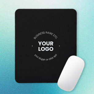 Ihr Geschäft-Logo & bearbeitbarer Text Schwarz & Mousepad