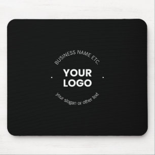 Ihr Geschäft-Logo & bearbeitbarer Text   Schwarz & Mousepad