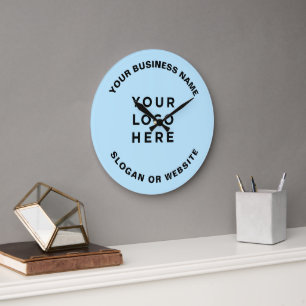 Ihr Geschäft-Logo Einfach und Professionell Blau Große Wanduhr