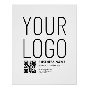Ihr Geschäft-Logo mit editierbarem QR-Code und Tex Poster