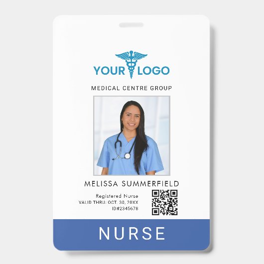 Ihr Geschäft-Logo QR-Code Krankenschwester-Foto-ID Ausweis (Vorderseite)