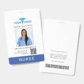 Ihr Geschäft-Logo QR-Code Krankenschwester-Foto-ID Ausweis (Vorder- & Rückseite)