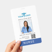 Ihr Geschäft-Logo QR-Code Krankenschwester-Foto-ID Ausweis (Handheld)