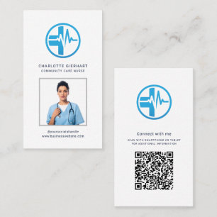 Ihr Geschäft-Logo QR-Code Mitarbeiter Foto Visitenkarte