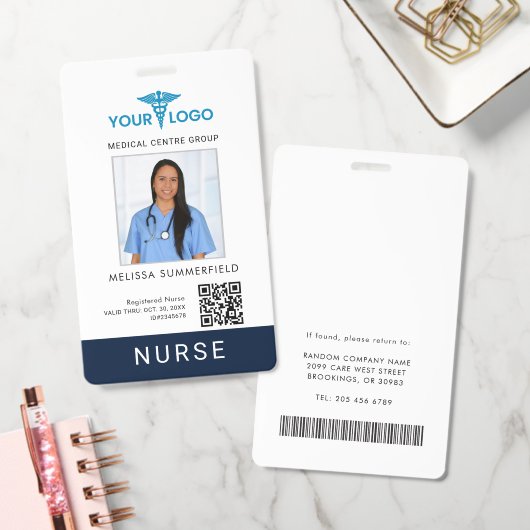 Ihr Geschäft-Logo QR-Code RN-Krankenschwester-Foto Ausweis (Büro)