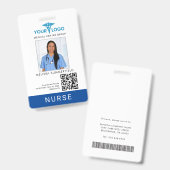 Ihr Geschäft-Logo und QR-Code Krankenschwester Fot Ausweis (Vorder- & Rückseite)
