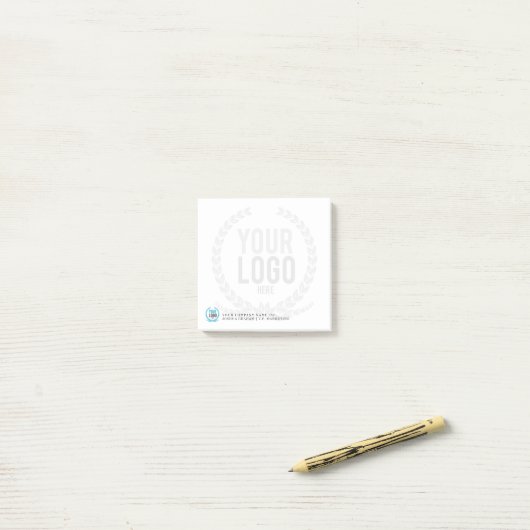 Ihr Geschäfts-Logo verblaßte Hintergrund | Post-it Klebezettel (Auf Schreibtisch)