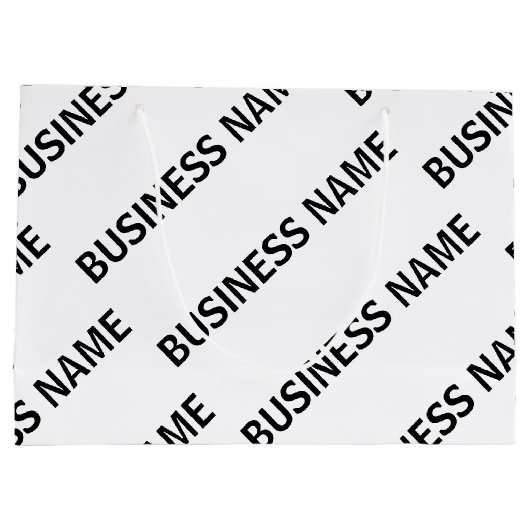 Ihr Geschäftsnamensmuster | Schwarz/Weiß Große Geschenktüte (Rückseite)