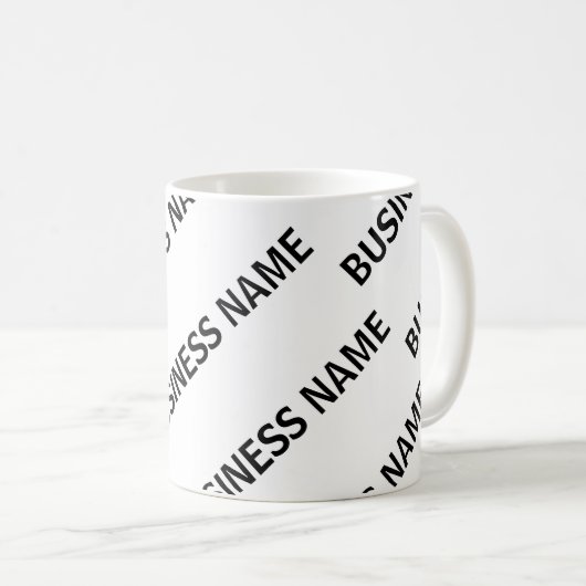 Ihr Geschäftsnamensmuster | Schwarz/Weiß Kaffeetasse (VorderseiteRechts)