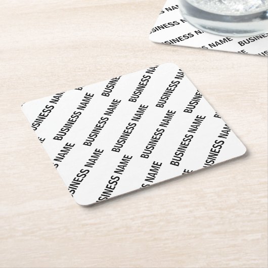 Ihr Geschäftsnamensmuster | Schwarz/Weiß Rechteckiger Pappuntersetzer (angewinkelt)