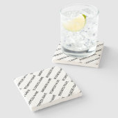 Ihr Geschäftsnamensmuster | Schwarz/Weiß Steinuntersetzer (Seitenansicht)