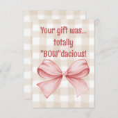 Ihr Geschenk war ein total "Bow"-gingham-Bogen Dankeskarte (Vorne/Hinten)