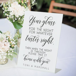 Ihr Glas für die Nacht... Hochzeitsglass-Gefallen Sockelschild