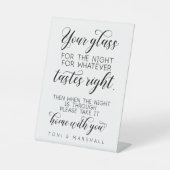 Ihr Glas für die Nacht... Hochzeitsglass-Gefallen Sockelschild (Vorderseite)