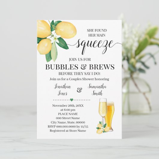 Ihr Haupt-Squeeze-Blasen & Brise-Brautparty Einladung (Stehend Vorderseite)