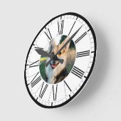 Ihr Haustier auf einer Personalisierten Runduhr Runde Wanduhr (Winkel)