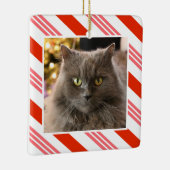 Ihr Haustier Foto Erdbeere Candy Cane Streifen Keramikornament (Rechts)