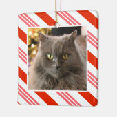 Ihr Haustier Foto Erdbeere Candy Cane Streifen Keramikornament (Links)