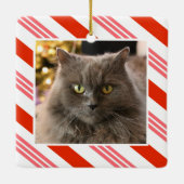 Ihr Haustier Foto Erdbeere Candy Cane Streifen Keramikornament (Rückseite)