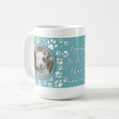 Ihr Haustier Foto Memorial Aquamarin Hund drucken Kaffeetasse (Vorderseite Links)