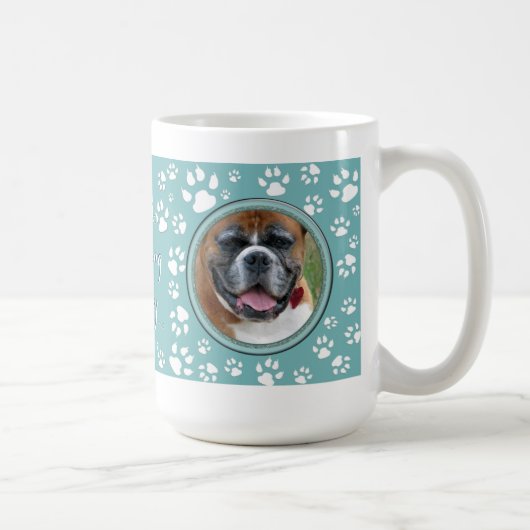 Ihr Haustier Foto Memorial Aquamarin Hund drucken Kaffeetasse (Rechts)