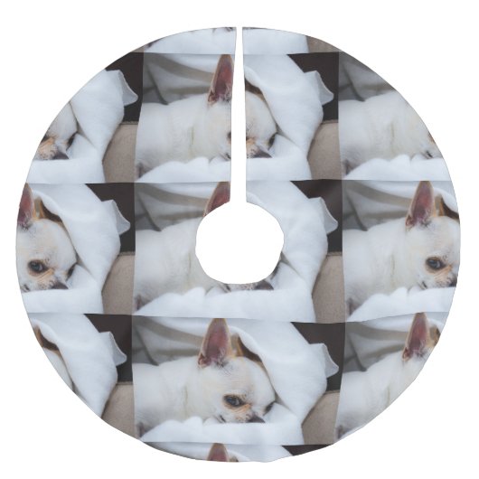 Ihr Haustier Hund Welpe benutzerdefinierte Foto ch Polyester Weihnachtsbaumdecke (Vorderseite)