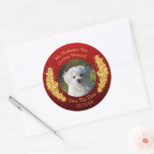 Ihr Haustierfoto, Datum speichern, goldene Blumen  Runder Aufkleber (Umschlag)