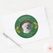 Ihr Haustierfoto, Datum speichern, Smaragdgrün & G Runder Aufkleber (Umschlag)