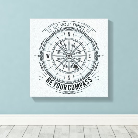 Ihr Herz als Kompass gelassen Leinwanddruck (Insitu (Holzboden))