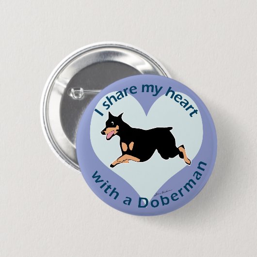 Ihr Herz teilen - Doberman Button (Vorne & Hinten)