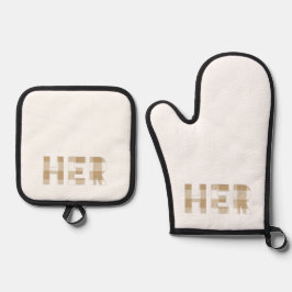Ihr Hmong Nachname Beige Kariert Ofenhandschuh & Topflappen-Set