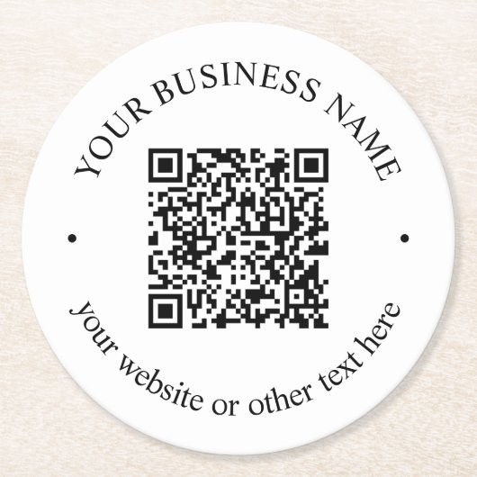 Ihr hochgeladener QR-Code Plus bearbeitbarer Circl Runder Pappuntersetzer (Vorderseite)