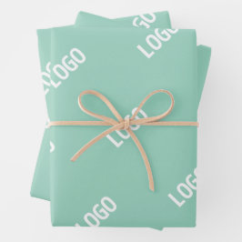 Ihr hochgeladenes Bild oder Logo | Helles Aquamari Geschenkpapier Set