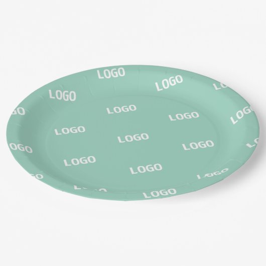 Ihr hochgeladenes Bild oder Logo | Helles Aquamari Pappteller (Schrägansicht)