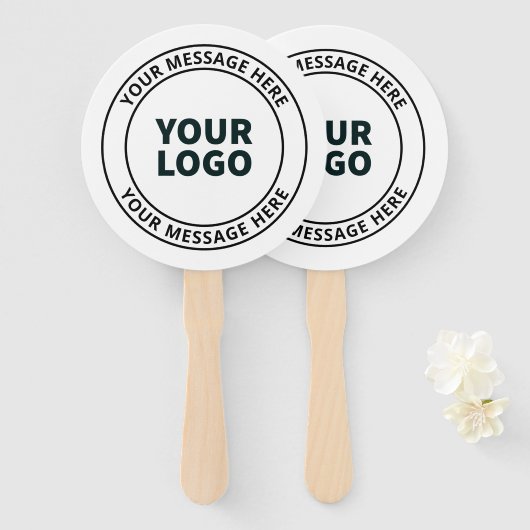 Ihr hochgeladenes Logo + bearbeitbarer Rundschreib Fächer (Vorne und Hinten)