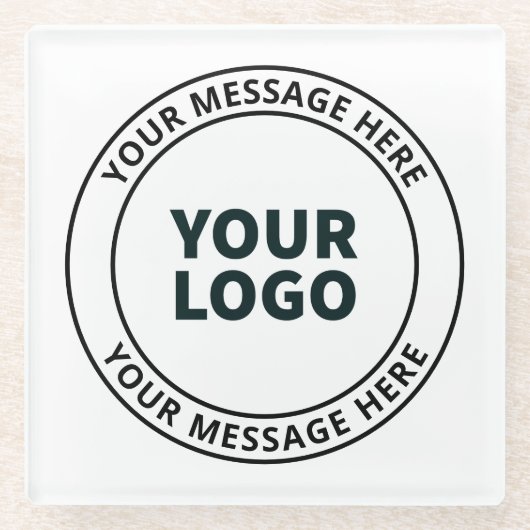 Ihr hochgeladenes Logo + bearbeitbarer Rundschreib Glasuntersetzer (Vorderseite)