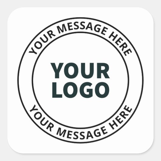 Ihr hochgeladenes Logo + bearbeitbarer Rundschreib Quadratischer Aufkleber (Vorderseite)
