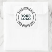 Ihr hochgeladenes Logo + bearbeitbarer Rundschreib Quadratischer Aufkleber (Tasche)