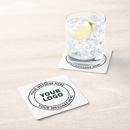 Ihr hochgeladenes Logo + bearbeitbarer Rundschreib Rechteckiger Pappuntersetzer (Vor Ort)