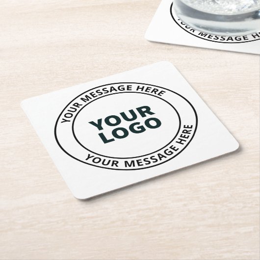 Ihr hochgeladenes Logo + bearbeitbarer Rundschreib Rechteckiger Pappuntersetzer (angewinkelt)