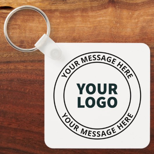Ihr hochgeladenes Logo + bearbeitbarer Rundschreib Schlüsselanhänger (Vorderseite)