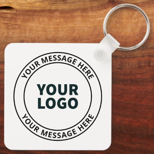 Ihr hochgeladenes Logo + bearbeitbarer Rundschreib Schlüsselanhänger (Rückseite)