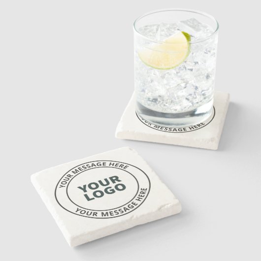 Ihr hochgeladenes Logo + bearbeitbarer Rundschreib Steinuntersetzer (Seitenansicht)