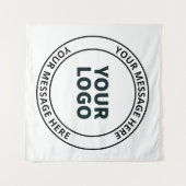 Ihr hochgeladenes Logo + bearbeitbarer Rundschreib Wandteppich (Vorderseite (Horizontal))