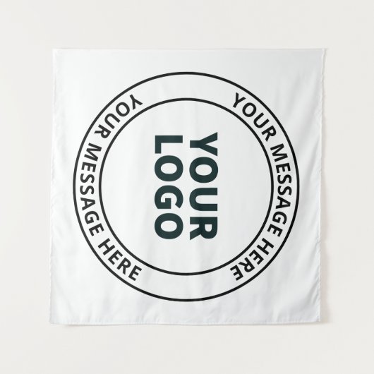 Ihr hochgeladenes Logo + bearbeitbarer Rundschreib Wandteppich (Vorderseite (Horizontal))