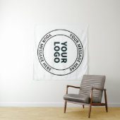 Ihr hochgeladenes Logo + bearbeitbarer Rundschreib Wandteppich (Beispiel (Horizontal))