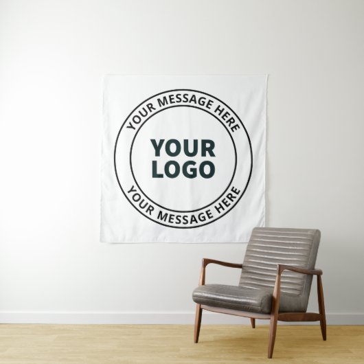 Ihr hochgeladenes Logo + bearbeitbarer Rundschreib Wandteppich (Beispiel)