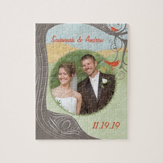 Ihr Hochzeitliches Foto Niedliche Waldkörnvögel Puzzle (Vertikal)